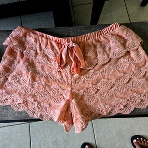 Pink Lace Ruffle Shorts